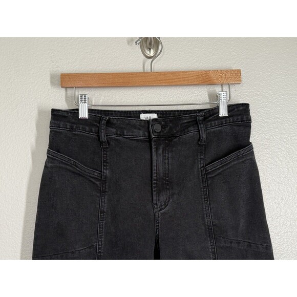 WASH LAB Front Slit Straight Brushed Black Women's Size 30 Jeans Wide Leg Panels - Picture 4 of 15